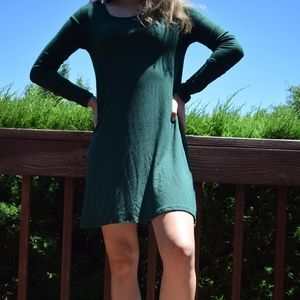 Forest Green Long Sleeve T-shirt Dress